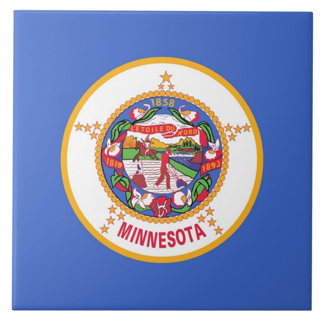 Cerâmica Azulejo de Sinalizador do Estado do Minnesota (Frente)