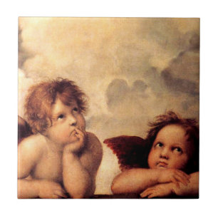 Cerâmica Azulejo de Sistine Madonna dos querubins de