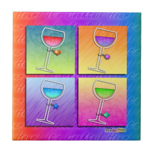 Cerâmica Azulejo de Suporte de Copo de Vinho Pop Art