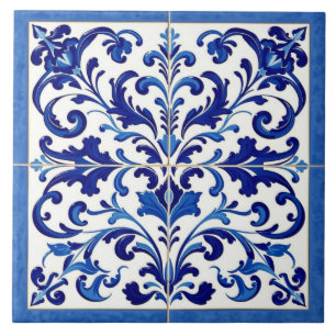 Cerâmica azulejo de trabalho de pergaminho mediterrâneo