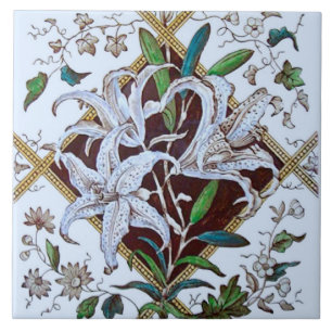Cerâmica Azulejo de transferência de lírios vitorianos Re
