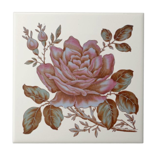 Cerâmica Azulejo de transferência de Rosa romântico c. Desi (Frente)