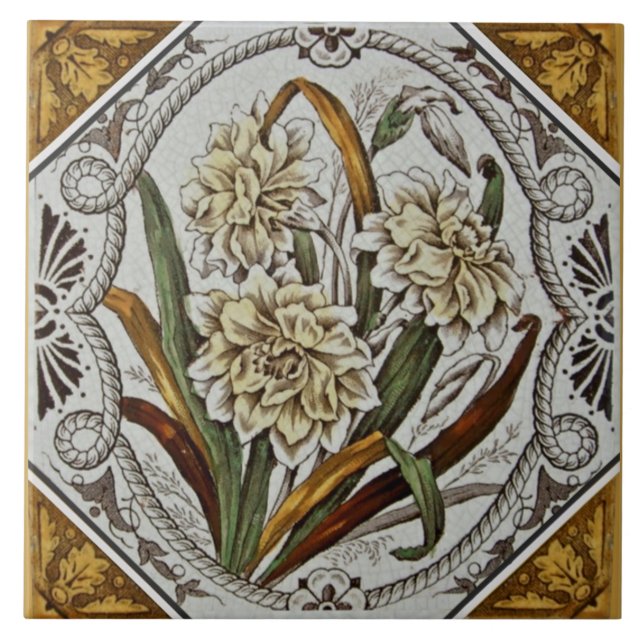 Cerâmica Azulejo de transferência floral vitoriano dos anos (Frente)