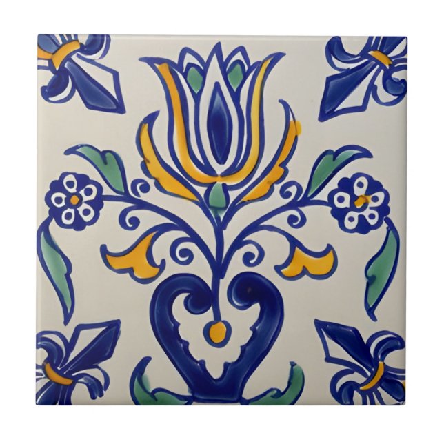 Cerâmica azulejo de tulipas (Frente)