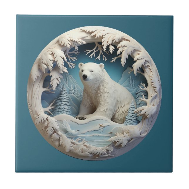 Cerâmica Azulejo de Urso Polar (Frente)