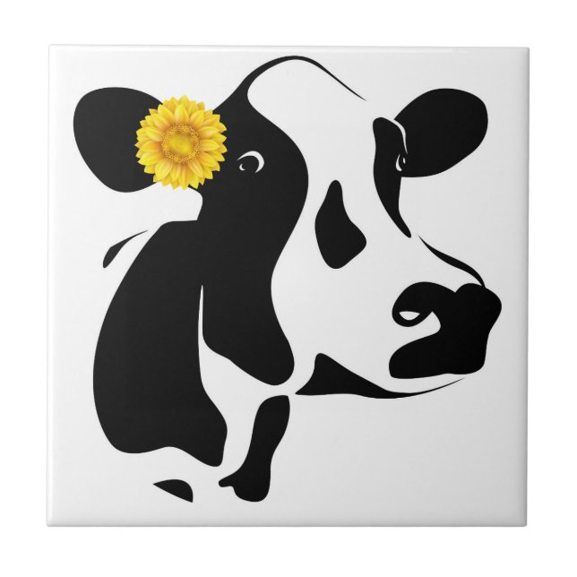 Cerâmica Azulejo de Vaca Preto e Branco (Frente)