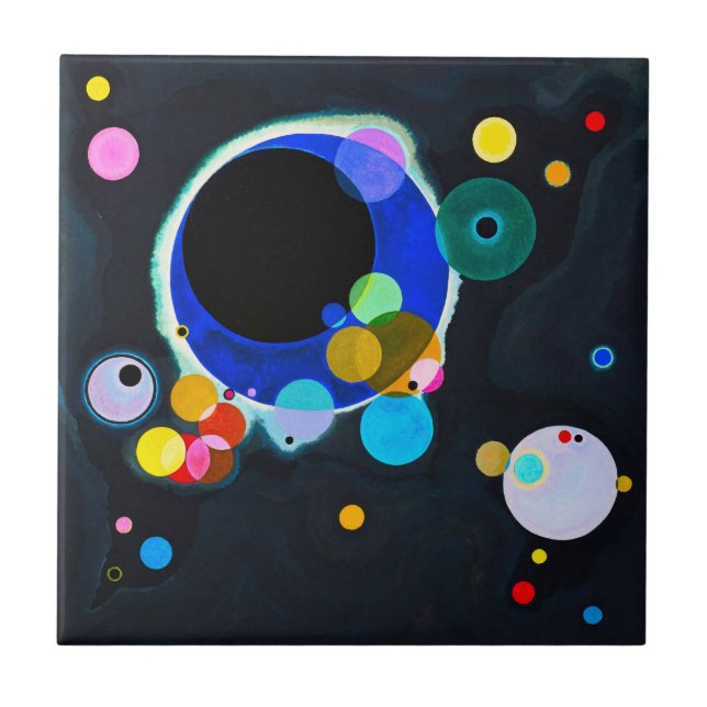 Cerâmica Azulejo de Vários Círculos do Kandinsky (Frente)