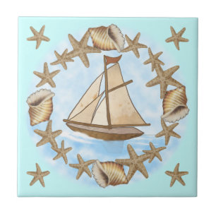 Cerâmica Azulejo de veleiro Mariner antigo