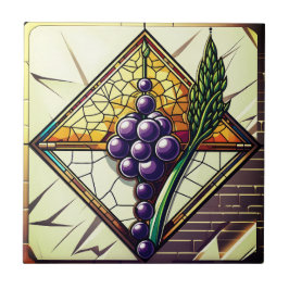 Cerâmica Azulejo de Vidro Cerâmico com Uvas e Trigo