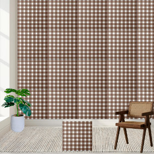 Cerâmica Azulejo de Xadrez Marrom e White Gingham