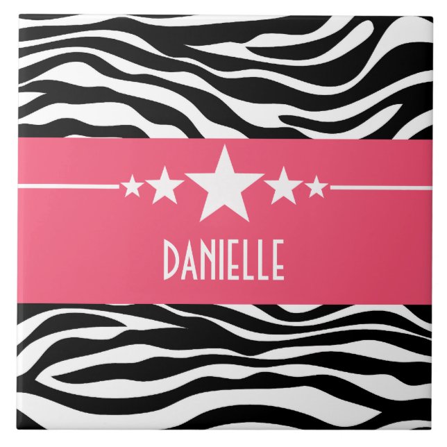 Cerâmica Azulejo de Zebra Sassy Star Rosa (Frente)
