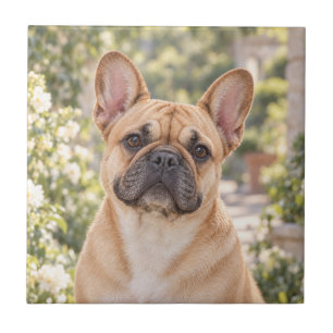 Cerâmica Azulejo Decorativo com Retrato Botânico de Bulldog