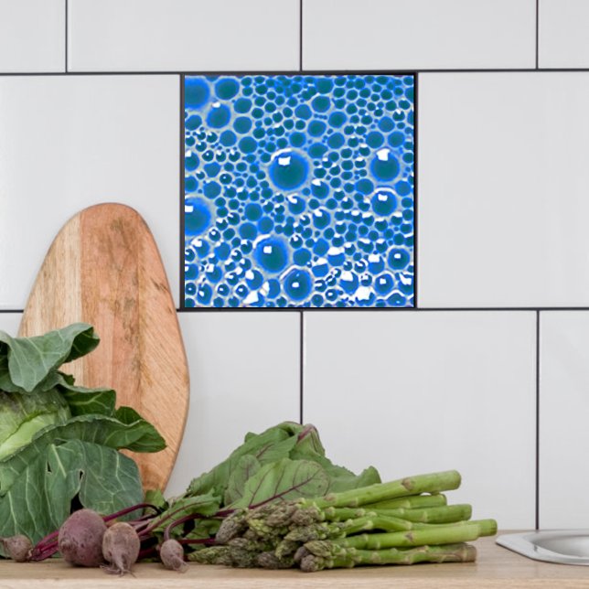 Cerâmica Azulejo decorativo de 4" com bolhas de cor azul (Blue bubble tile  3D look for bathroom or kitchen.
)