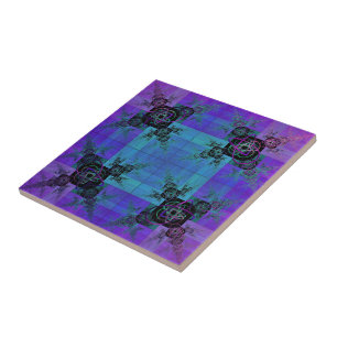 Cerâmica Azulejo Decorativo de Aqua e Joy Fractal Lilac