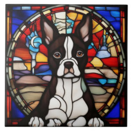 Cerâmica Azulejo Decorativo de Boston Terrier Fofo
