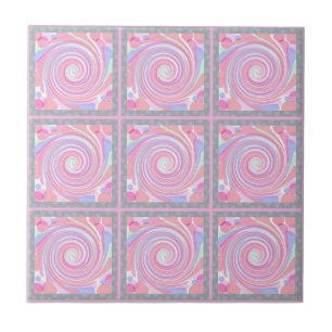 Cerâmica Azulejo decorativo de espiral abstrato cor-de-rosa