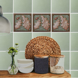 Cerâmica Azulejo decorativo de folhas de carvalho, cerâmico