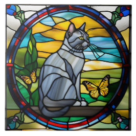 Cerâmica Azulejo Decorativo de Gato British Shorthair Fofo