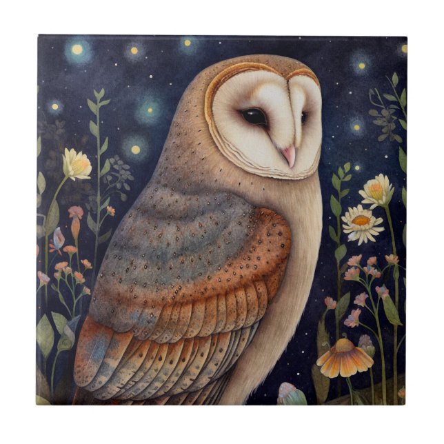Cerâmica Azulejo Decorativo de Midnight Owl (Frente)