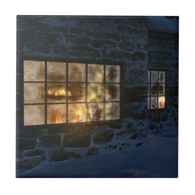 Cerâmica Azulejo Decorativo de Natal / Trivet (Frente)