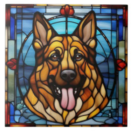 Cerâmica Azulejo Decorativo de Pastor Alemão Fofo