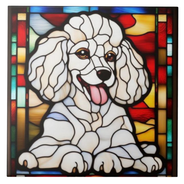 Cerâmica Azulejo Decorativo de Poodle Fofo (Frente)