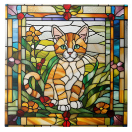 Cerâmica Azulejo Decorativo de Vidro Colorido de Gatinho La