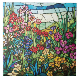 Cerâmica Azulejo Decorativo Jardim de Flores Silvestres Vid