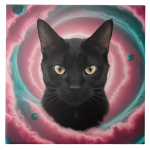 Cerâmica Azulejo Decorativo Redemoinho de Gato Preto