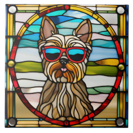 Cerâmica Azulejo Decorrido De Vidro De Yorkie
