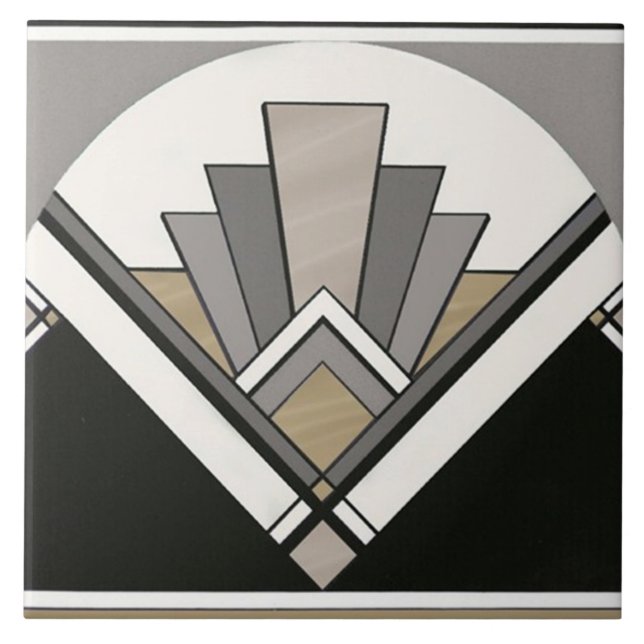 Cerâmica Azulejo - Design de Leque Art Déco (Frente)