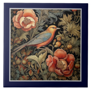 Cerâmica Azulejo - Design de Pássaro Art Nouveau