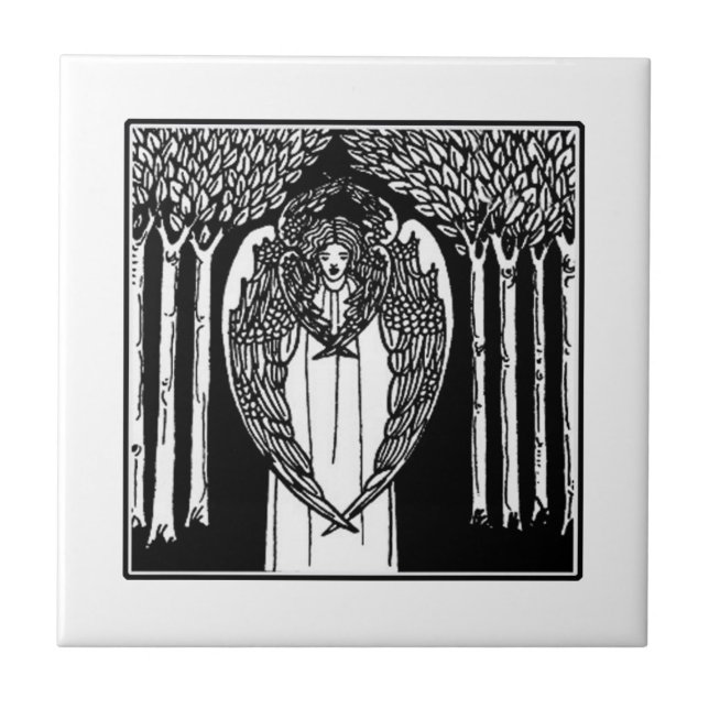 Cerâmica Azulejo do anjo de Nouveau da arte de Beardsley (Frente)