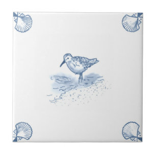 Cerâmica Azulejo do borrelho de Delft com cantos de Shell