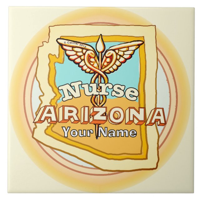 Cerâmica Azulejo do Caduceu de Enfermeira do Arizona (Frente)