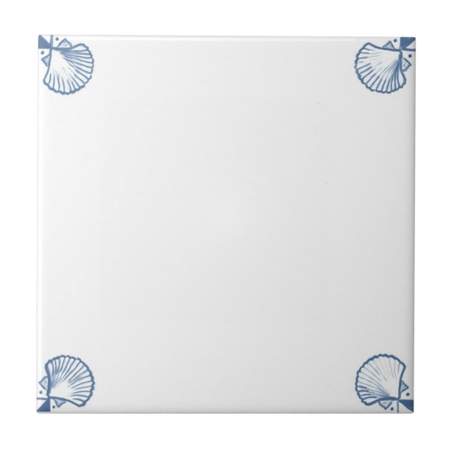 Cerâmica Azulejo do campo de Delft com cantos de Shell (Frente)