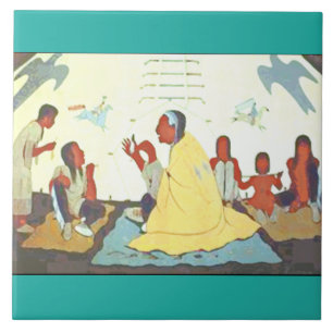 Cerâmica Azulejo do contador de histórias de Lakota