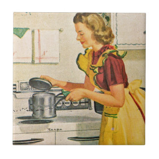 Cerâmica Azulejo do cozinhar da dona de casa dos anos 40 do