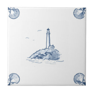 Cerâmica Azulejo do farol de Delft com cantos de Shell