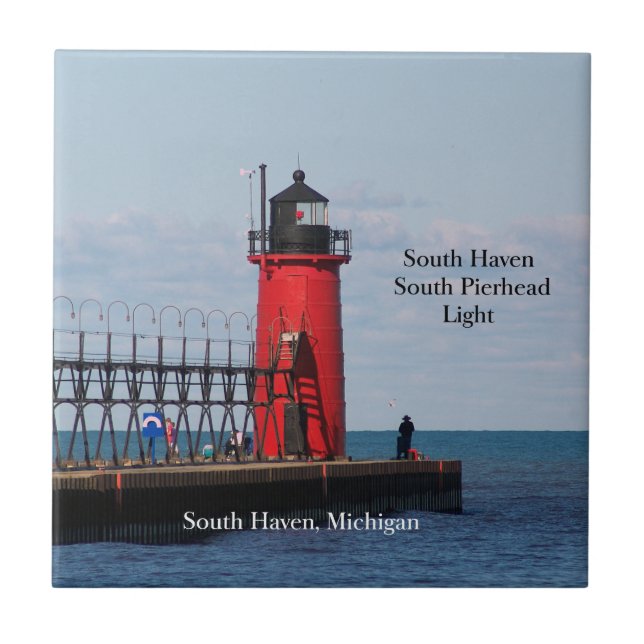 Cerâmica Azulejo do Farol de South Haven South Pierhead (Frente)