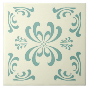 Cerâmica Azulejo do Flourish de Nouveau de turquesa