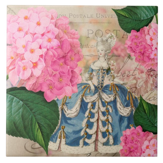 Cerâmica Azulejo do Hydrangea de Marie Antoinette Redoute (Frente)