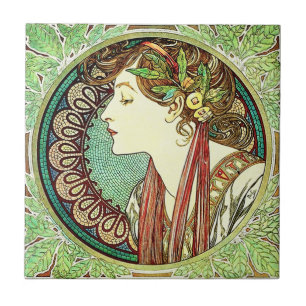 Cerâmica Azulejo do louro de Alphonse Mucha