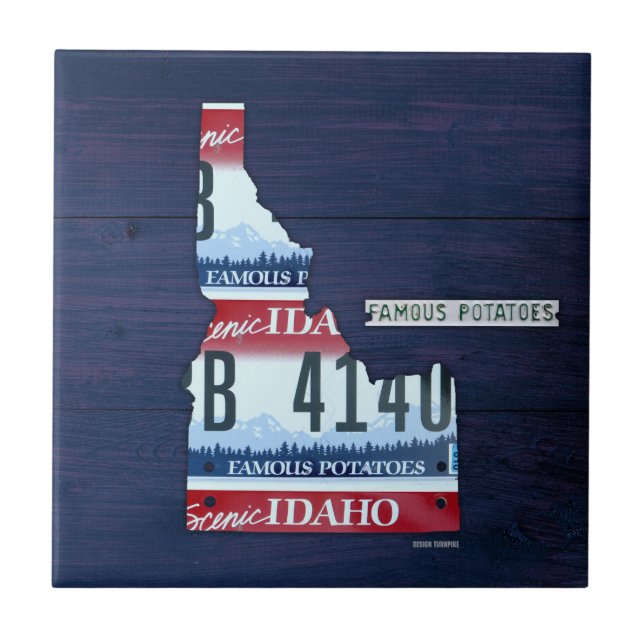 Cerâmica Azulejo do mapa da matrícula de Idaho (Frente)