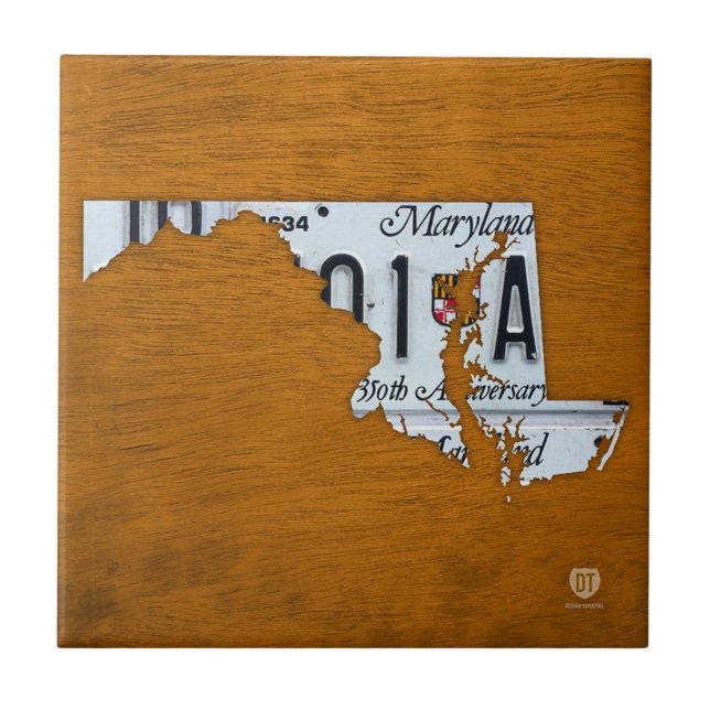 Cerâmica Azulejo do mapa da matrícula de Maryland (Frente)
