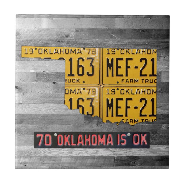 Cerâmica Azulejo do mapa da matrícula de Oklahoma (Frente)