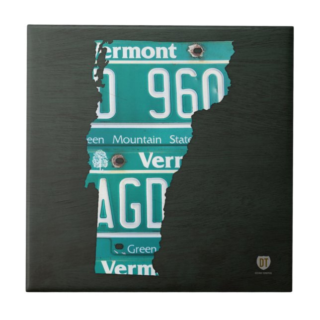 Cerâmica Azulejo do mapa da matrícula de Vermont (Frente)