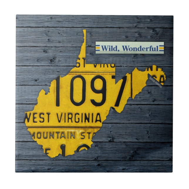 Cerâmica Azulejo do mapa da matrícula de West Virginia (Frente)