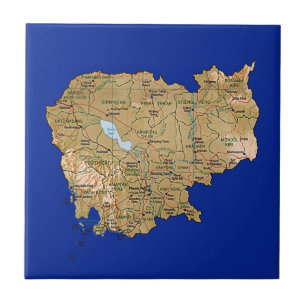 Cerâmica Azulejo do mapa de Cambodia
