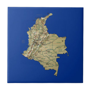 Cerâmica Azulejo do mapa de Colômbia